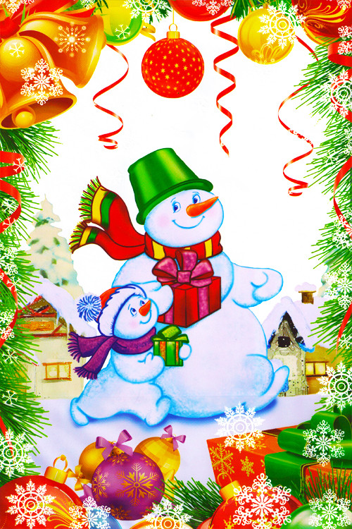 Пакет Новый год металл + рисунок  